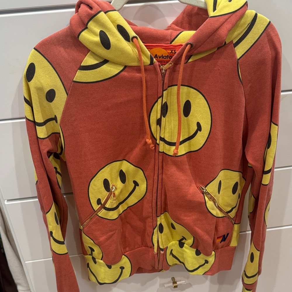 Aviator Nation Kids Jacket - Red and Yellow Smiley